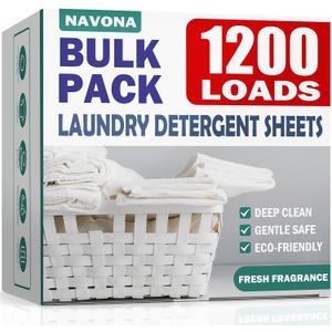 1200 Loads Laundry Detergent Sheets, Eco-friendly Laundry Sheets, Powerful Cleaning, Suitable for Homes, Dorms, and Apartments - [Fresh Scent]