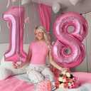 10 x 40 Inch Pearlescent Pink 1 Balloon for First Birthday, 1st Number Balloons Birthday Decorations for Girl Kids Toddler Baby, One Giant Number 1 Balloon