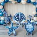 4 Pack Under The Sea Party Decorations Sea You Soon Decoration 20.47 Inch Large Birthday Party Cardboard Cutout Blue Turtle Seahorse Starfish Shell Stand-ups Ocean Theme Photo Booth Props