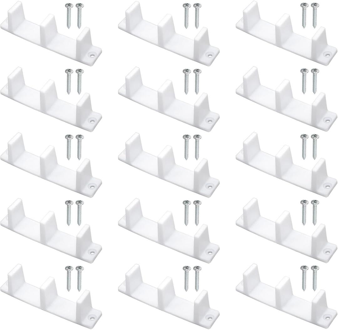 15Pcs MP6563 Plastic Sliding Closet Door Bottom Guide with Screws, for 1-3/8 Inch Thick Doors, Keep Sliding Door Stable