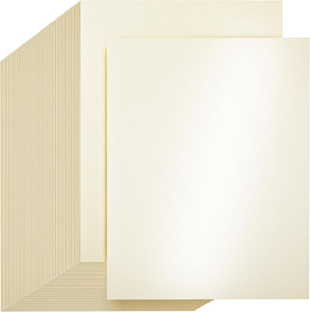 100 Sheets Cream Shimmer Cardstock 8.5 x 11 Cardstock Paper, 78lb/210gsm Card Stock Printer Paper, Pearlescent Card stock for Invitations, Certificate, Business Cards, DIY Crafts, Cards Making