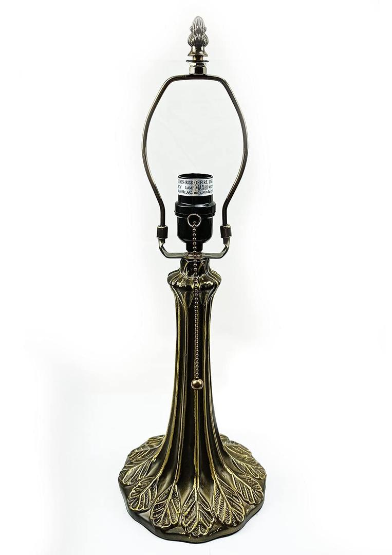 Tiffany Lamp Holder, Lamp Base, Antique Brass, Alloy, 1-Zipper Lamp Socket,Button Switch Wire, NA0013