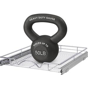 HOLDN STORAGE Pull Out Cabinet Organizer, Heavy Duty Caddy -24W x 21D - Requires At Least 25-1/4 Cabinet Opening, Steel Metal Cabinet Drawers Slide Out, Chrome