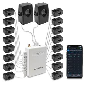 Smart Home Energy Monitor with 16 50A Circuit Level Sensors, Measure Power Usage in Real-Time, History with App (16 50A Circuit Level Sensors) - Compatible with Home Assistant