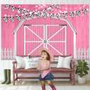 Pink Barn Door Backdrop Western Rustic Farm Wooden Door Wall Photography Background BBQ Party Newborn Baby Shower Cowboy Girl Birthday Decorations 7x5FT