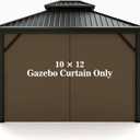 Gazebo Universal Replacement Privacy Curtain Hugline 10' x 12' Gazebo Side Wall Outdoor Privacy Panel with Zipper (Brown)