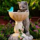 Cat Statues for Bird Bath: Outdoor Sculptures for Garden Lawn Patio Yard Balcony Porch - Unique Gifts for Mother Grandma Women