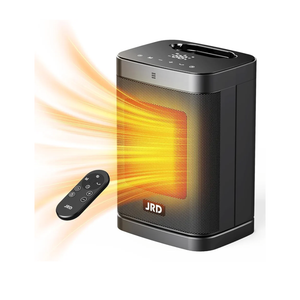 JRD 10inch PTC Space Heater with 80°Oscillation, Thermostat, 12h Timer, Fast Heat, Eco Mode, Remote, 1500W Small Quiet Safe Room Electric Heater, Portable Desk Heat for Office Bedroom