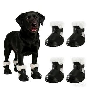 Dog Shoes for Small Medium Large Dogs, Removable Fleece Liner & Adjustable Straps, Waterproof Anti-Slip Paw Protectors, Dog Snow Boots for Winter Snow & Indoor Hard Floors (Black, 9)