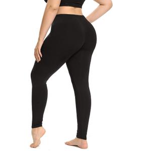 ELISS Women's Plus Size Leggings Stretch Modal Full Length Pants XL 2XL 3XL  (Black)