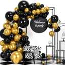 Black and Gold Balloons Garland Kit, 124 Pieces Metallic Chrome Gold Balloon for Birthday Party, Wedding, Baby Shower, Gradution, New Year Party Supplies Decorations