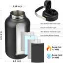 BJPKPK 1 Gallon Water Bottle Insulated, Dishwasher Safe 128oz Large Water Jug with Metal Handle & BPA Free Spout Lid, Stainless Steel Metal Jug for Gym, Sports & Hiking, Black