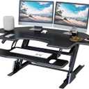 47 inch Corner Standing Desk Converter, Height Adjustable Sit Stand Desk Riser, Black, GSD06T