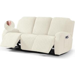 Timeles Recliner Covers Recliner Couch Covers Reclining Couch Covers for 3 Cushion Sofa Slipcovers Stretch Soft Washable (Three-Seater, Cream)