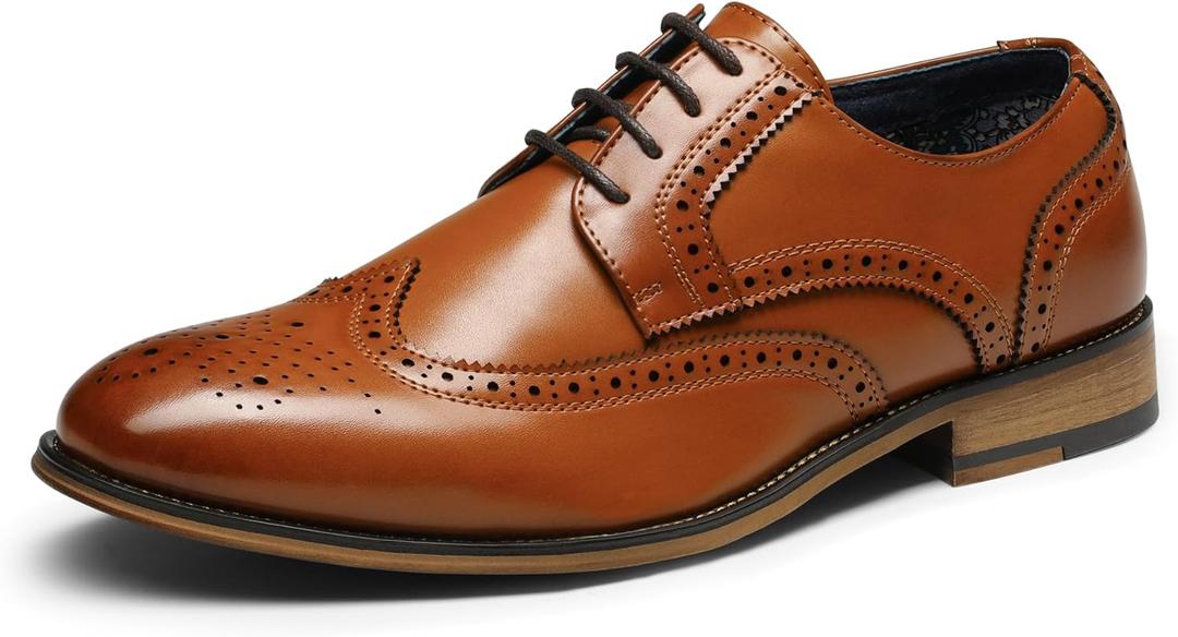 Bruno Marc Men's Lace Up Soft Cap-Toe Formal Dress Shoes, Brown (US 11)
