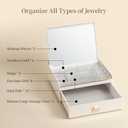 LAMU Jewelry Box for Women,ABS Plastic Jewelry Organizer with mirror, Large Capacity Storage for Rings Necklaces Earrings Bracelets Sunglasses, 2 Layer Grid Storage Case