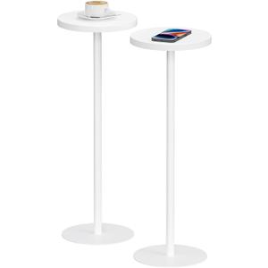 TUTOTAK Tall Round Side Table, Small End Table, Set of 2, Beside Table, Drink Table, Pedestal Side Table, livingroom, White TB01BW0652