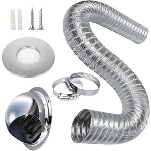 Pellet Stove Fresh Air Intake Kit, 2 "x 60" Pellet Stove Pipe, External Breathable Rain Cover and Screw Hose Clamps