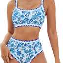 MELYUM High Waisted Bikini Sets for Women Floral Two Piece Bathing Suit Tummy Control Swimsuits Modest Swim Suits 2025 Teens, XL