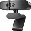 1080P Webcam Computer Camera with Microphone & Wide View - Auto Light Correction Webcam for PC, Mac, Laptop, Desktop - Built-in Privacy Cover Plug & Play USB for Zoom/Skype/Streaming, Black