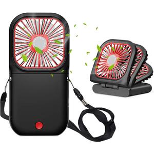 Portable Neck Fan Mini Quiet Handheld Personal Foldable USB Rechargeable Fan Operated for Home Office Outdoor Travel, 3000mAh Power Bank Hands Free Necklace Fans (Black)
