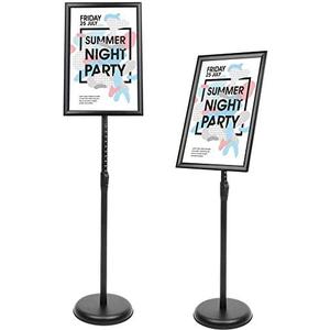 YIYO Adjustable Pedestal Poster Sign Stand,11 x 17 Advertising Business Menu Sign Holder for Floor Standing with Aluminum Snap-Open Reusable Frame,Black (11 x 17)