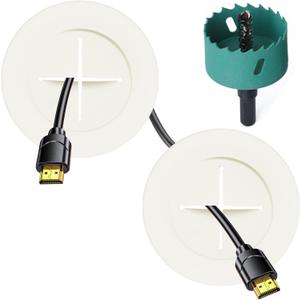 TV Wire Hider Kit for Wall Mount TV, in Wall Cable Management Kit, Includes 2 Pass Throughs and Hole Saw Drill Attachment for Easy InstallOff-White