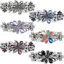 Geyoga 6 Pieces Vintage Hair Barrettes for Women Retro Flower French Pearl Crystal Rhinestones Clips Hair Pins for Women Styling Accessories(Delicate Style)