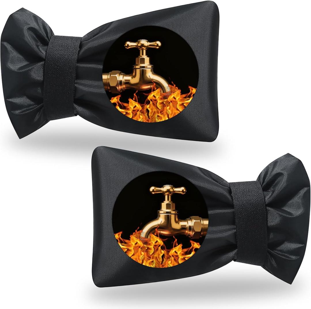 Outdoor Faucet Covers for Winter Freeze Protection,6.7" W x 8.3" H Outside Garden Faucet Socks for Winter Waterproof Reusable Hose Bibs Insulated Spigot Cover, 2 Pack Black (2)