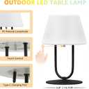 FUYO Cordless Table Lamp Waterproof, Rechargeble Shower Lamp, 3 Color-Temps & Dimmable Touch Desk Lamp, LED Night Light for Bathroom Patio Camping Restaurant Home (Black)