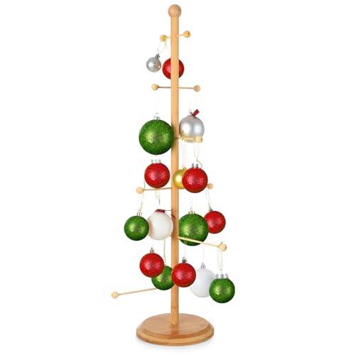 Cinnvoice Christmas Tree Ornament Stand Holder with Arms Wooden Christmas Hanger Pretzel Sausage Rack for Counter Top Ornament Display Desktop Tree Holiday Party(29.53 Inch)