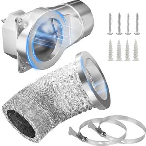 DV90 4" Magnetic Dryer Vent Kit with 2.6ft Aluminum Duct & 2 Clamps | Leak-Resistant, Heat-Resistant Flexible Hose, Easy Installation & Cleaning, For Most Dryers (DV90)