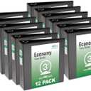 Office Essentials Economy View 3 Ring Binders, 3" Round Rings, 3.5" Spine, 460-Sheet Capacity, Black Binders (12-Pack of 03431)