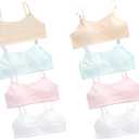 Herepai Training Bras for Girls Seamless Adjustable Cotton Cami Bralettes (8 Pack, 10-12 Years)
