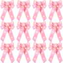 Crowye 12 Pcs Large LED Valentines Bows Lighted Velvet Bows Decoration Wreath LED Light Bow Christmas Tree Topper for Indoor Outdoor Xmas Winter Decoration(5 x 8 Inches,Pink)