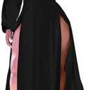 Ekaliy Women's Plus Size Sleeveless Deep V Neck Front Split Long Maxi Wrap Dress (Medium, 2#black)