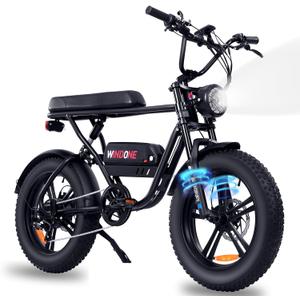 Windone E20 Electric Bike for Adults, Max 20 MPH Speed & 40 Miles Range, 20''3.0'' Tire and 350W Motor Electric Bicycle, 7 Speed Shimano for Urban Commuters, Removable Battery, Ebike Black & White