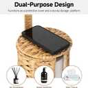 StorageWorks Wicker Water Hyacinth Freestanding Toilet Paper Holder Stand with Storage, Farmhouse Covered Toilet Paper Stand for 4 Rolls with Cloth Lining, Tissue Holder for Bathroom Decor with Shelf