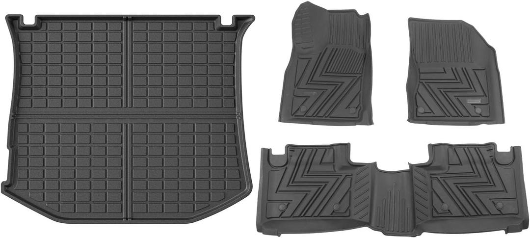 powoq Floor Mats Compatible with 2011-2021 Jeep Grand Cherokee Cargo Mat Floor Liner TPE Trunk Cargo Liner Replacement for 2011-2021 Jeep Grand Cherokee Accessories (Cargo Mat+Floor Mats)