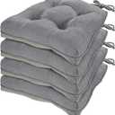 HARBOREST Chair Cushions for Dining Chairs Set of 4 - Chenille Tufted Kitchen Chair Cushions with Ties and Non-Slip Bottom, Foam Chair Pads for Dining Chairs, 17" x 17", Grey