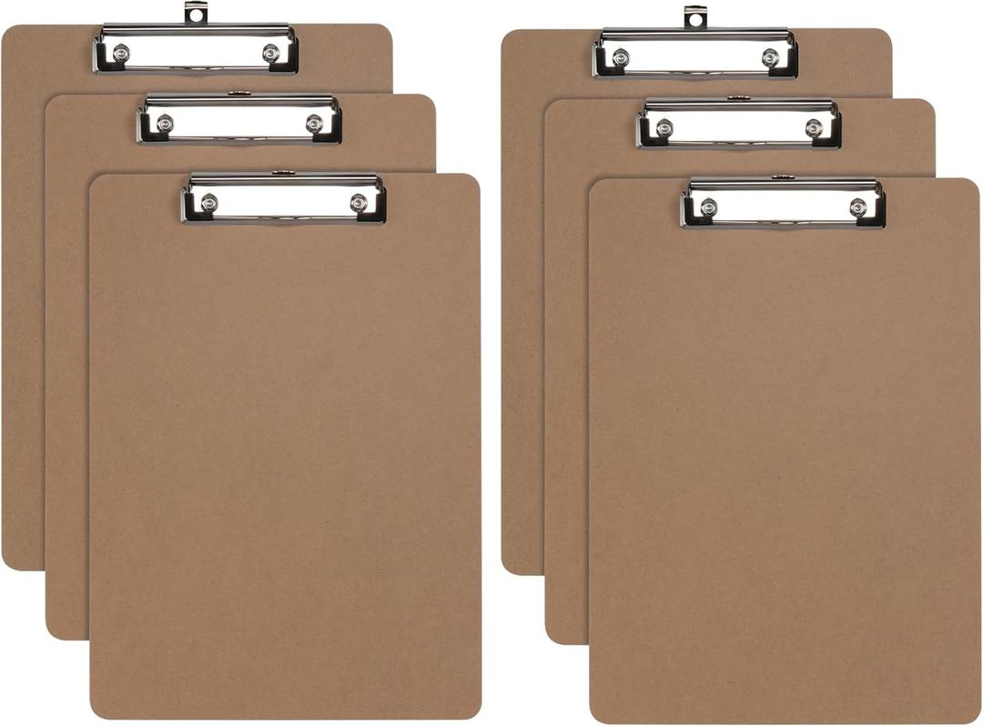 Oxford Brown Clipboards, Metal Clip with Plastic Corners, Writing Surface with Hanging Loop, Brown, 12.5" x 9", 6 Pack (25401)
