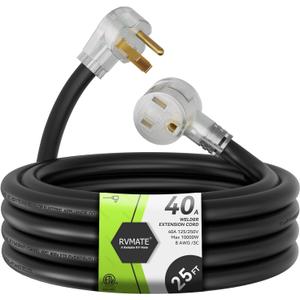RVMATE 250V 25 Feet Welder Extension Cord, 8 AWG NEMA 6-50 STW Heavy Duty Welding Cord with LED Indicator