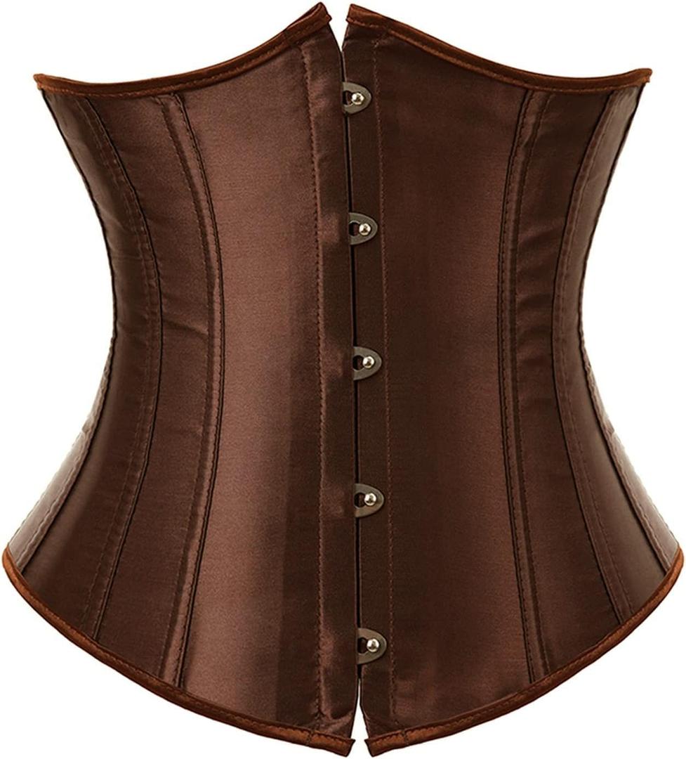 Underbust Corsets for Women Waist Training Plus Size Bustier Waist Cincher Corset (Medium, Brown)