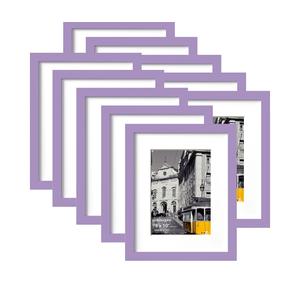 Eletecpro 8x10 Picture Frames Set of 10, Picture Frame Collage Wall Decor Display 5x7 Photo With Mat or 8x10 without Mat, Home Decor Gallery Frame for Table Top or Wall Mounting, Purple