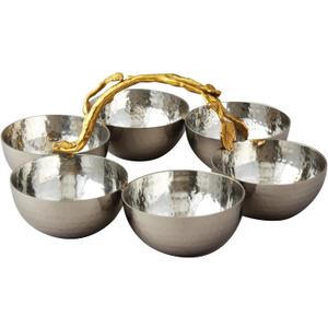 Elegance Golden Vine 6 Bowl Server, 8.75", Silver/Gold