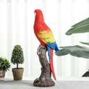 Macaw Tree Clinger Garden Statue, Resin Tropical Bird Figurine - Vibrant Parrot Sculpture for Patio, Lawn, Yard, or Indoor Tabletop Decor