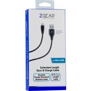 6 Foot Braided Nylon Micro Black Chrome USB Charge/Sync Cable