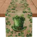 St Patricks Day Table Runner Vintage Shamrocks St. Patrick's Day Runners Table Decorations Holiday Spring Retro Kitchen Dining Home Party Supply 13x72 Inch
