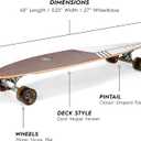 Magneto 40 Inch Pintail Longboard Skateboard | Dark Stained Hard Maple Core Long Board Deck | Cruiser Skateboards, Carver, Freestyle | Skateboard for Adults Teenagers Men Women | Free Skate Tool