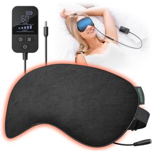Heated Eye Mask - Rechargeable Electric Eye Mask for Dry Eyes, 2500 mAh Large Battery & Washable Cover, Eye Pad for Sleeping